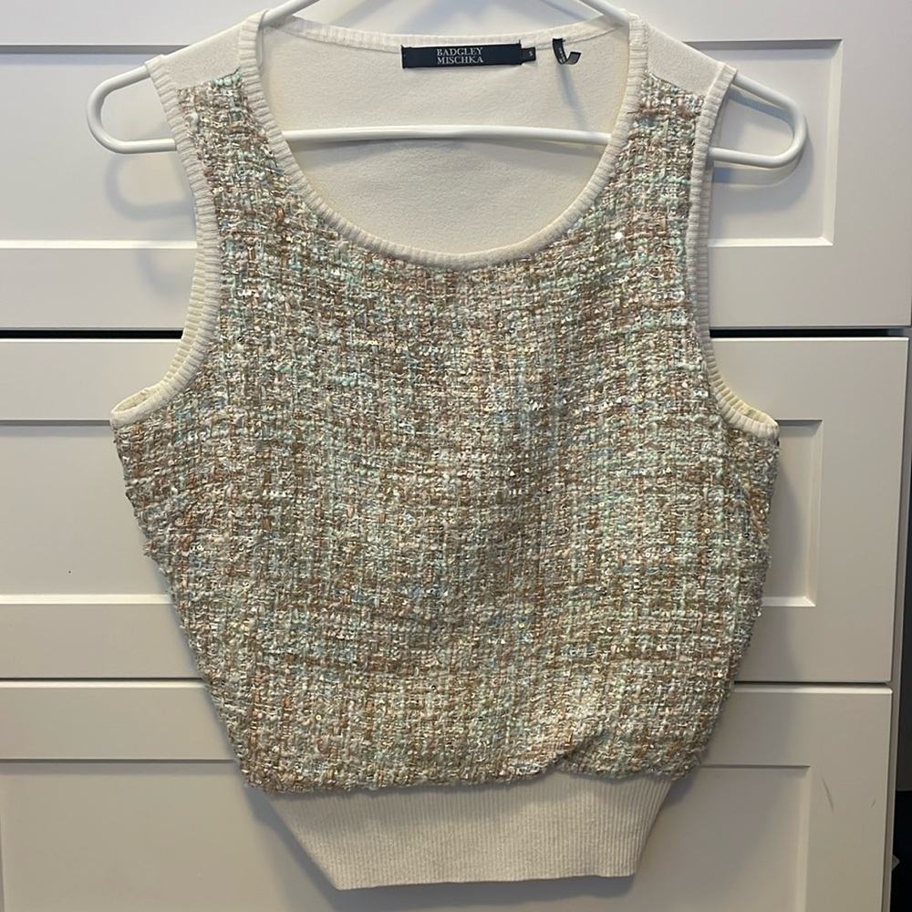 Badgley Mischka tweed top